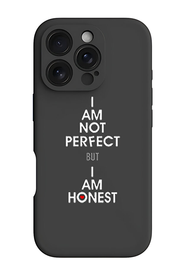 iPhone 16 Pro Black Protective Liquid Silicone Shockproof Case - i am not perfect but i am honest