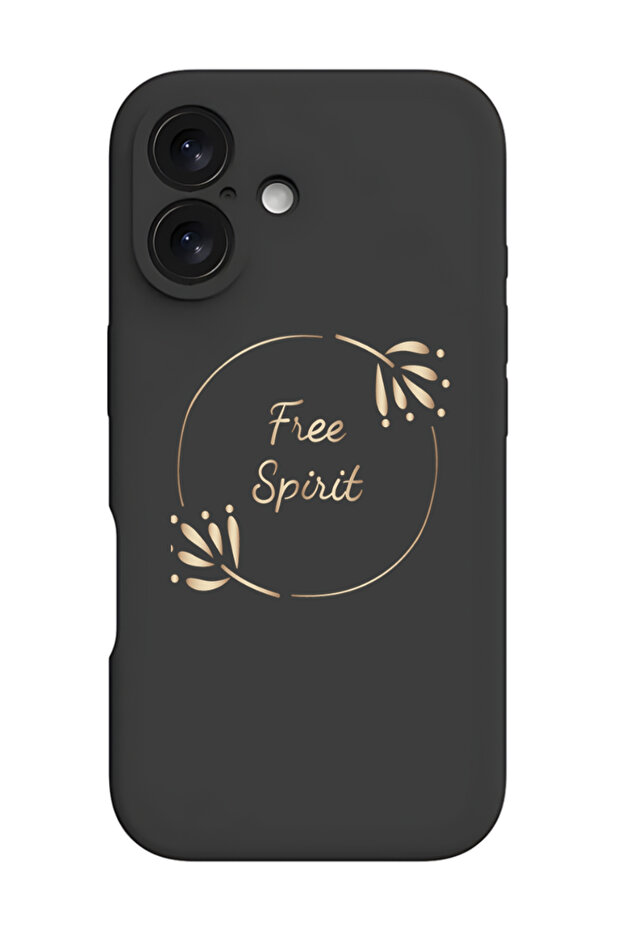 iPhone 16 Plus Black Protective Liquid Silicone Shockproof Case - Free Spirit Circle