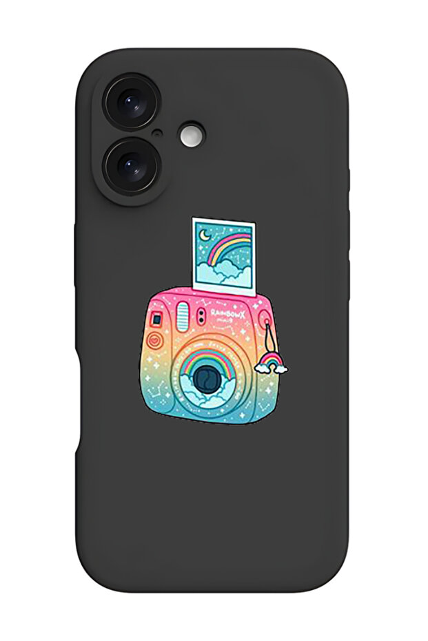iPhone 16 Black Protective Liquid Silicone Shockproof Case - Polaroid