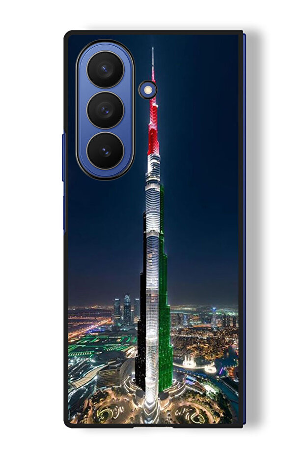 Case Compatible with Samsung Galaxy Z Fold 7 Protection Shockproof Cover Burj Khalifa UAE Flag