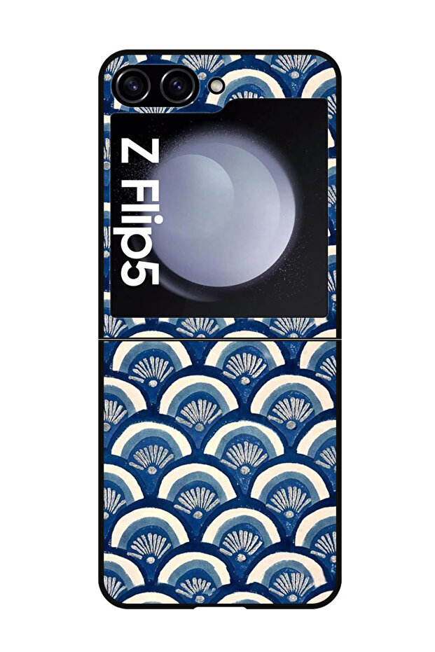 Protective Case Anti Scratch Shock Proof Cover For Samsung Galaxy Z Flip 5 Blue Floral Patterns
