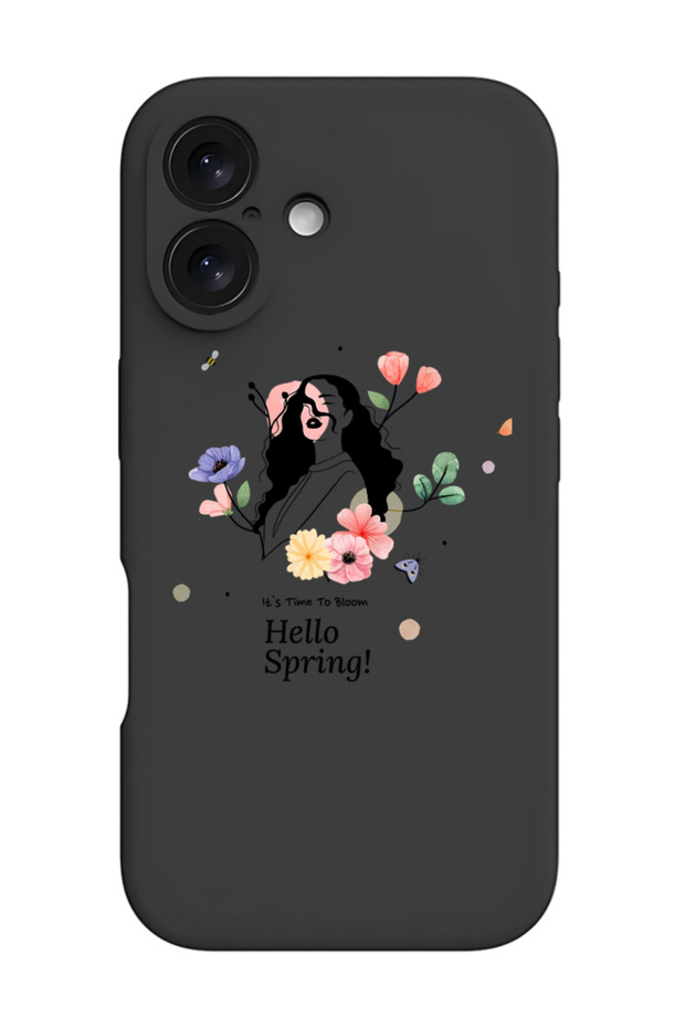 غطاء حماية سيليكون سائل مقاوم للصدمات لهاتف iPhone 16 أسود - Hello Spring - 1