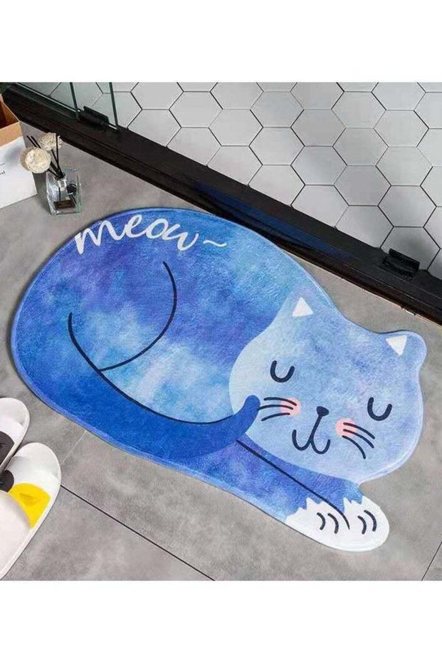 Cartoon Sleeping Cat Bath Mat Bathroom Carpets Toilet Anti-Slip Floor Mat