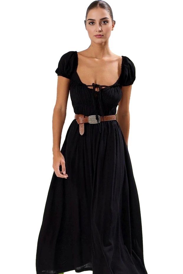 Women's Maxi Dress Gipe Detailed One Sleeve Summer Beach Dress Relaxed Fit Summer's Must-Have