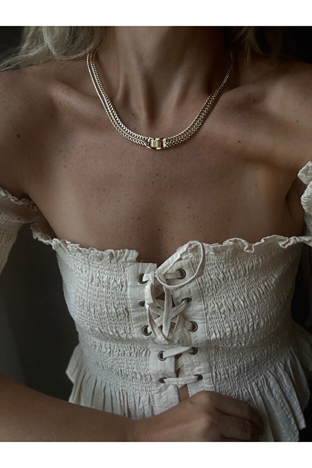Gold Braided Straw Necklace