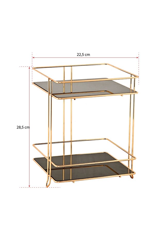 ada home elegant 2 Katlı Gold Organizer Sunumluk