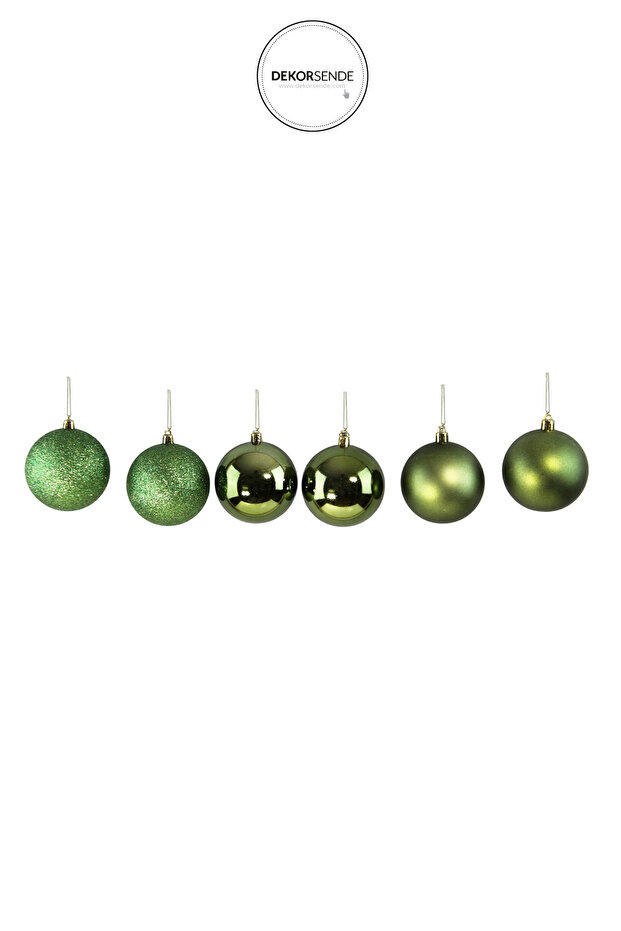 Christmas Ornament 6-Piece Ball Green 8 cm
