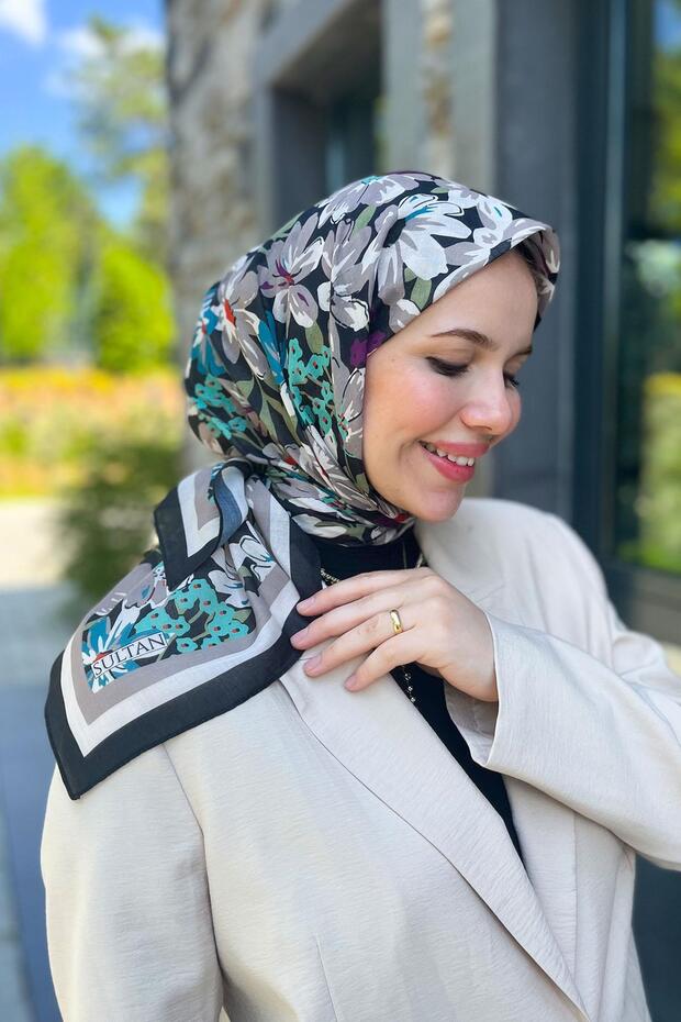 Sultan Fresh Pamuk Eşarp - Dolu Çiçek Deseni - SFE007-04 - 1