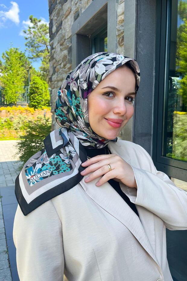 Sultan Fresh Pamuk Eşarp - Dolu Çiçek Deseni - SFE007-04 - 2