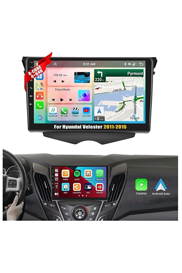 [8 Core 4G+64G] Android 13 Car Stereo for Hyundai Veloster 2011-2015