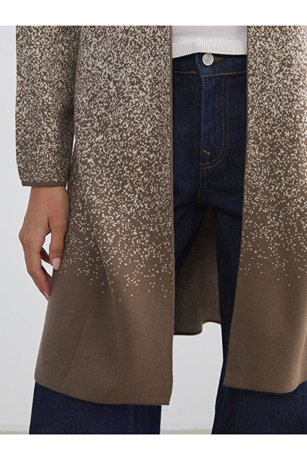 Shining Store'dan Işıltılı Seçimler | Şal Yaka Desenli Kadın Triko Hırka - 3