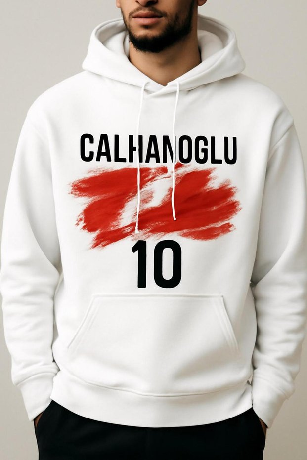 Türkiye National Team Hakan Calhanoğlu Number 10 Design 3 Thread Hooded Unisex Sweatshirt Hoodie