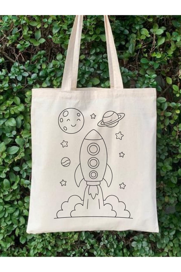 Rocket Boy Painting Bag Hobby 35*40 cm Raw Cloth Bag Painting Kindergarten Children Activity Painting