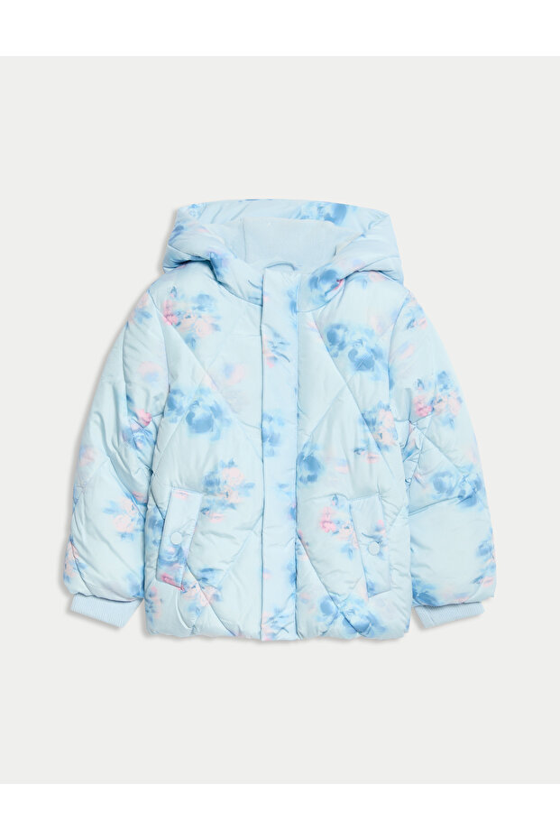Çiçek Desenli Puffa Mont - 1