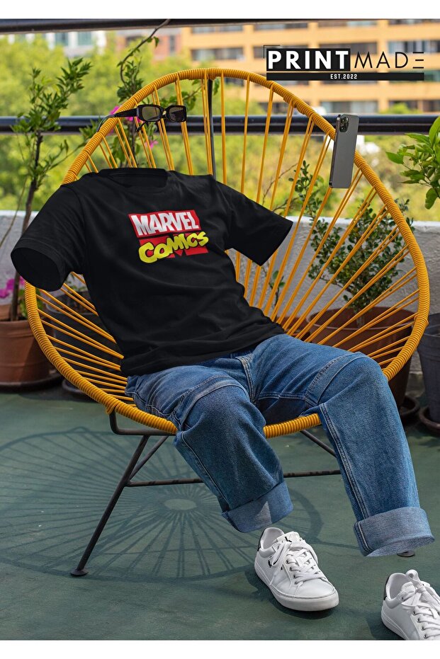 Marvel Comics Crew Neck High Quality Printed Black T-Shirt