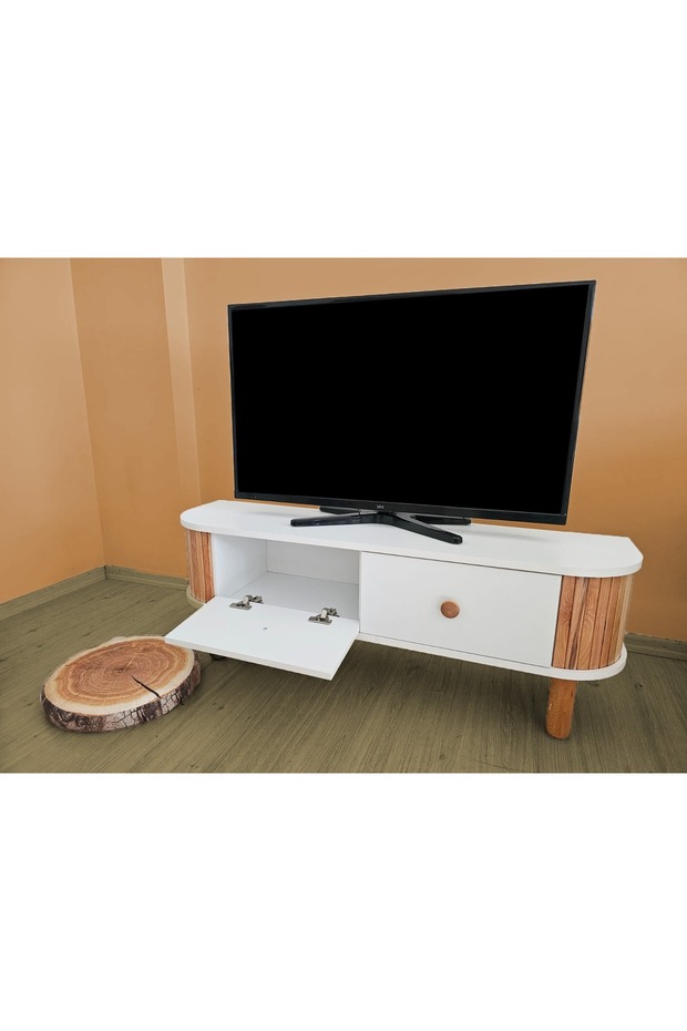 Minimal TV Ünitesi – Modern Bohem Tasarım, Dayanıklı Yapı, Kayın Çıtalı, Modern, %100 MDF - 8