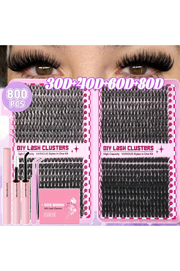 800 Adet Karışık Uzunluklu 30D 40D 50D 60D 80D Takma Kirpik Demetleri - 1