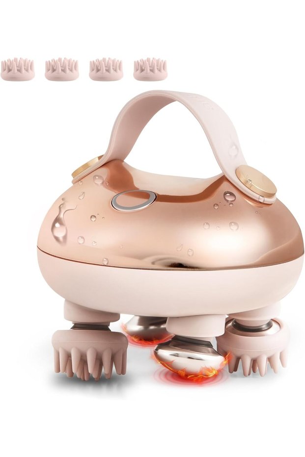 Electric Head Massage with Heat Function, Scalp Massager IPX7 Waterproof with 4 Warm Heads top-notch