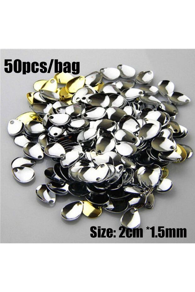 B 50PCS Silver Smooth Nickel Sequins Fishing Attractor Spinner Metal Spoon VIB Lure Blades Vibratio.