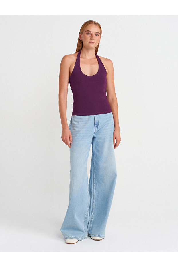 21052 Halter Yaka Top-Mor - 4