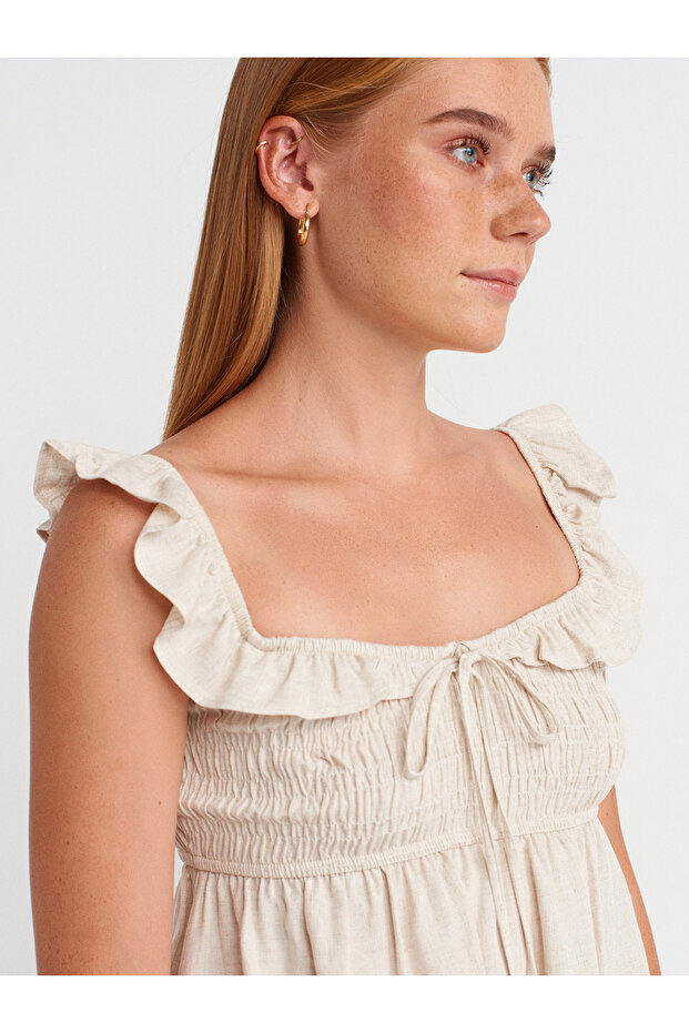 50873 بلوزة مكشكشة-بيج - 3