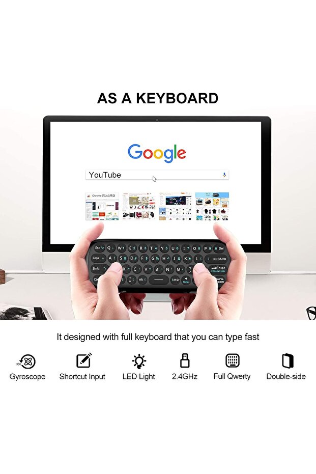 Microware W1 Air Remote Mouse, 2.4GHz Mini Wireless Keyboard with Gyro Mouse Motion Sensing Game Han - 5