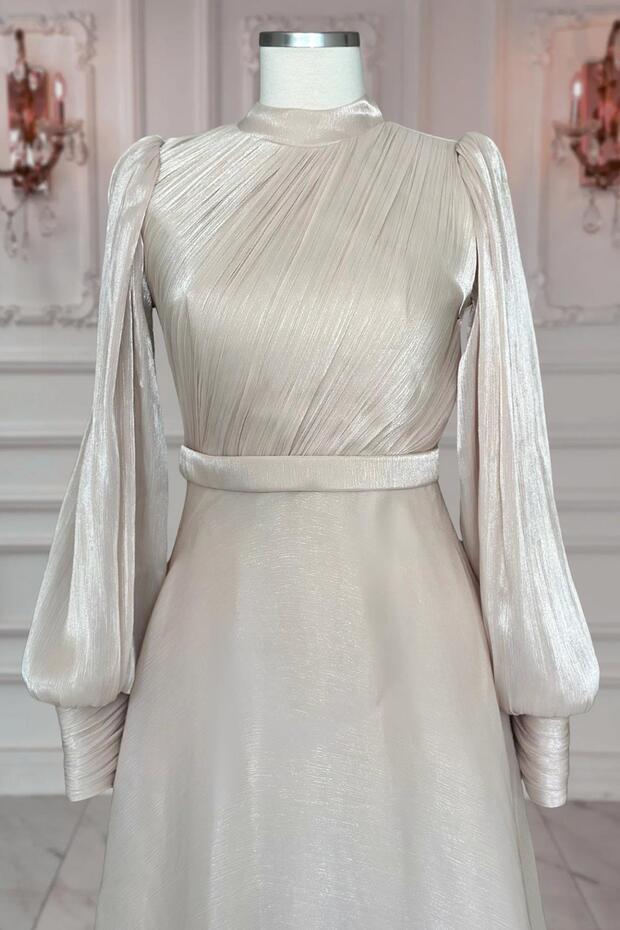 Zen Abiye Elbise Bej - 2