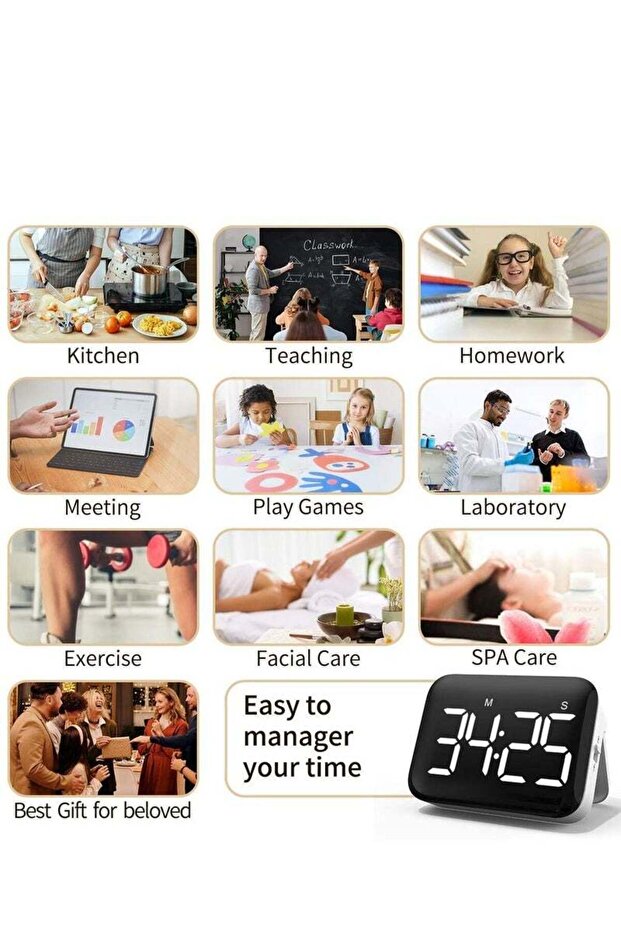 Digital Kitchen Timer,Magnetic with Large LED Display,2 Brightness,Loud Volume,Easy for Home Use - 8