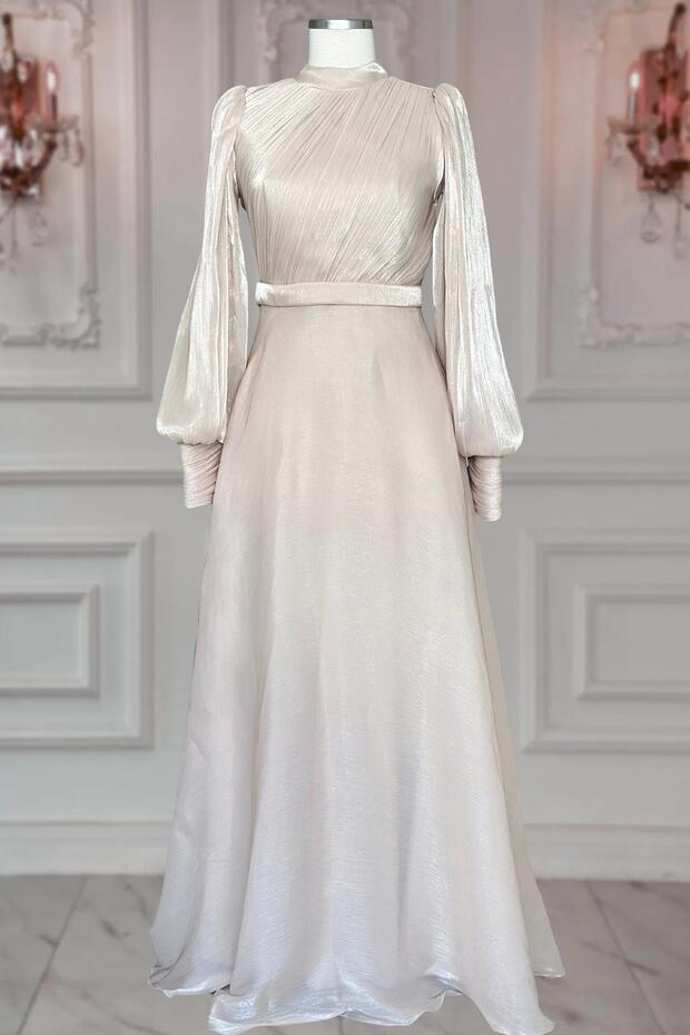 Zen Abiye Elbise Bej - 1