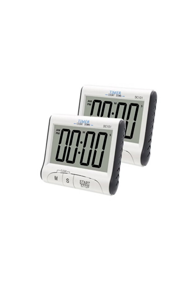 مؤقت رقمي LCD مغناطيسي مكون من قطعتين باللون الأبيض - 1