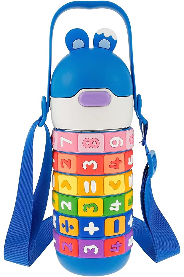 Math Learning Water Bottle,Straw Strap Double Wall Fun and Learning Water Bottle rotating sleeve