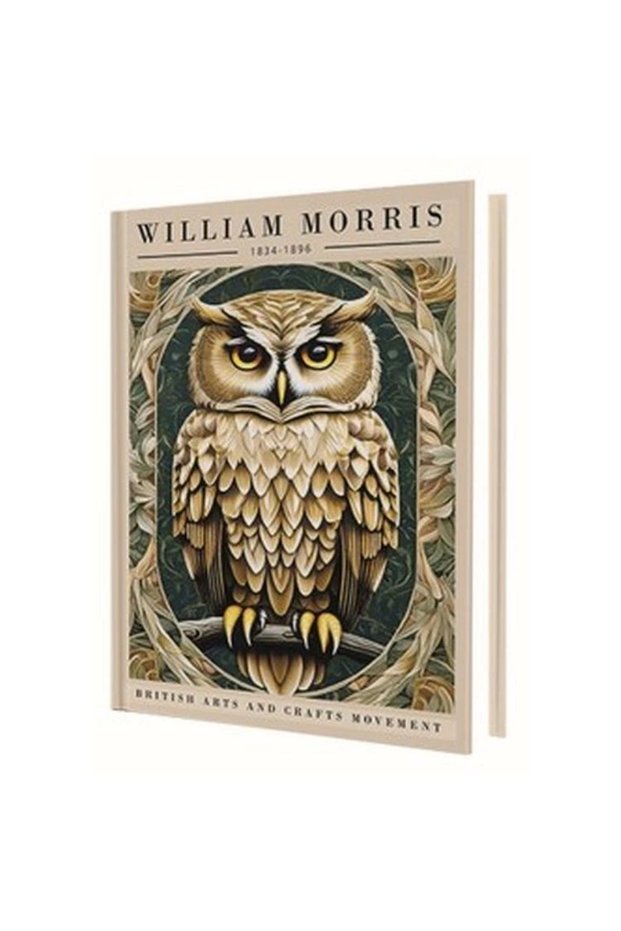 14X20 Gold Owl (William Morris) Hard Cover Striped Notebook 96 Yp