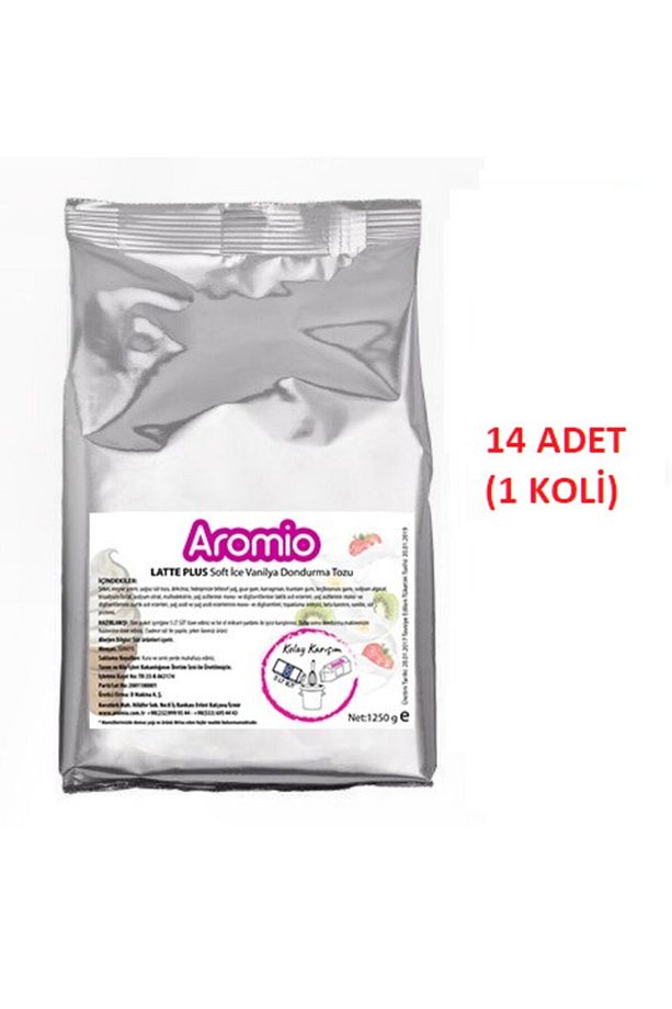 14 Adet (1 KOLİ) Vanilyalı Soft Dondurma Tozu Latte Plus (SÜT İLE YAPILIR) 1.250gr - 5