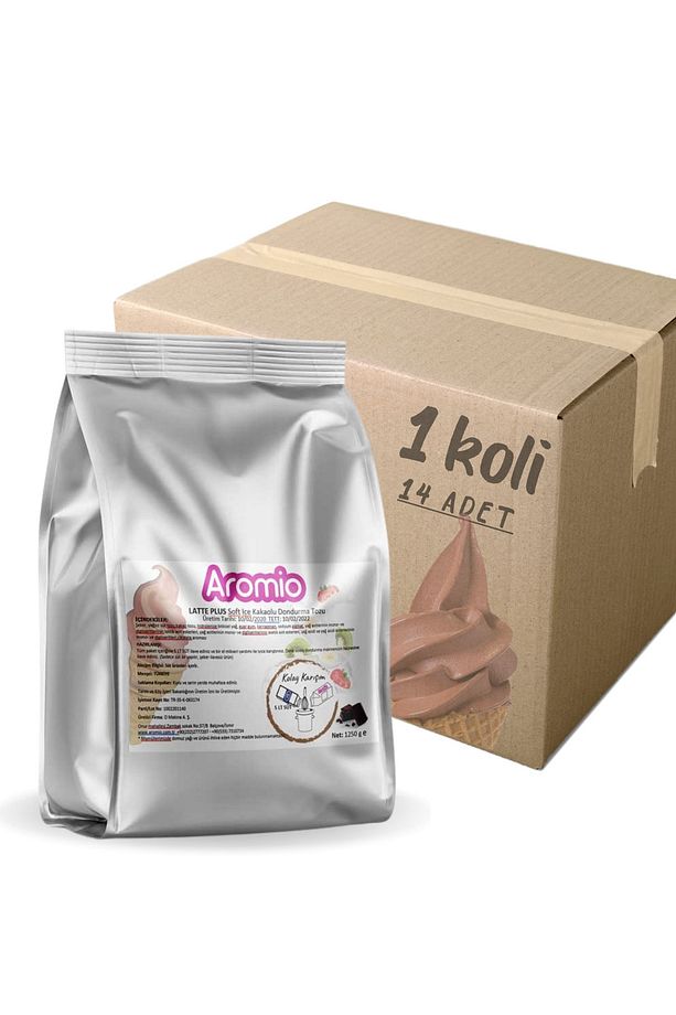 14 Adet (1 KOLİ) Kakaolu Soft Dondurma Tozu Latte Plus (SÜT İLE YAPILIR) 1.250gr - 1
