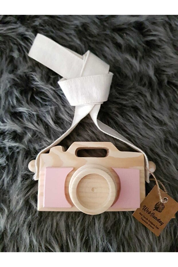 Retro Natural Toy Camera, Gift Handmade for Small Children Babies - Baby Pink