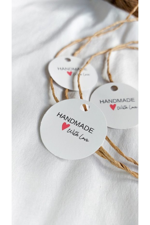 White Handmade Perforated Label 4x4cm 50 Pieces