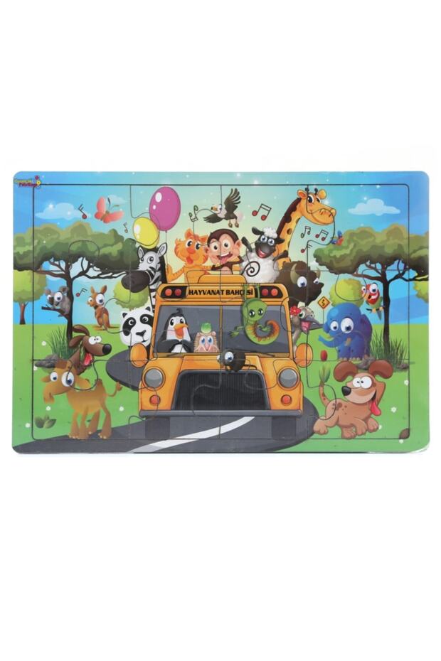 Eğitici Ahşap Yapboz Puzzle Hayvanat Bahçesi Frame 12 Parça - 1
