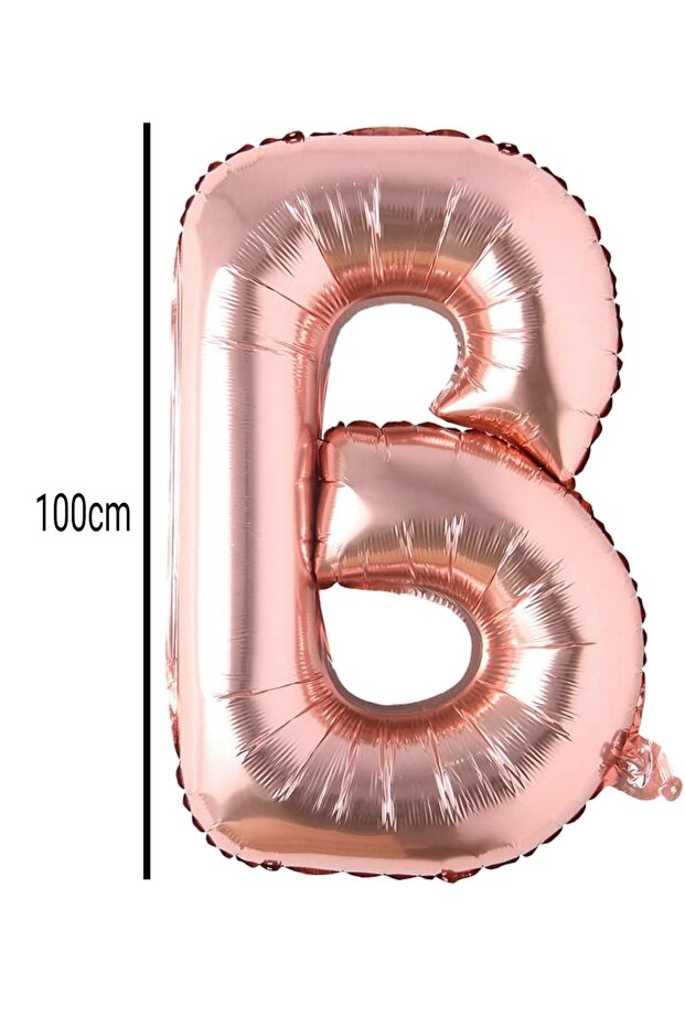 Letter B Foil Birthday Balloon Rose Gold (100cm)