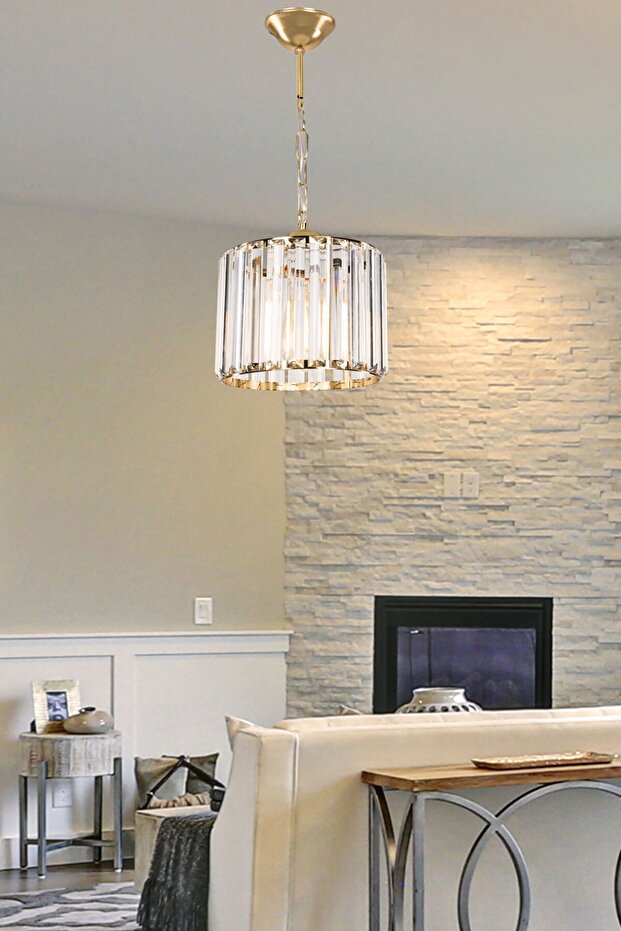 Lavinya Kristal Tekli Avize Gold - 1