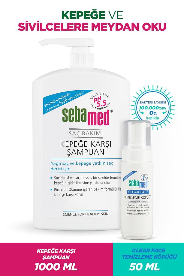 Kepeğe Karşı Şampuan 1000 Ml & Clear Face Yüz Temizleyici Köpük 50 Ml Set - 1
