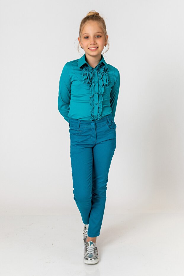 Devojčice, mint pantalone - 2