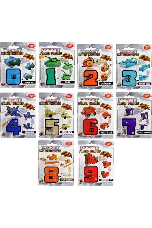 Pocket Morphers Dönüşebilen Numaralar 10'lu Set Hepsini topla Robotu Yakala Dönüşebilen Sayılı Robot - 5