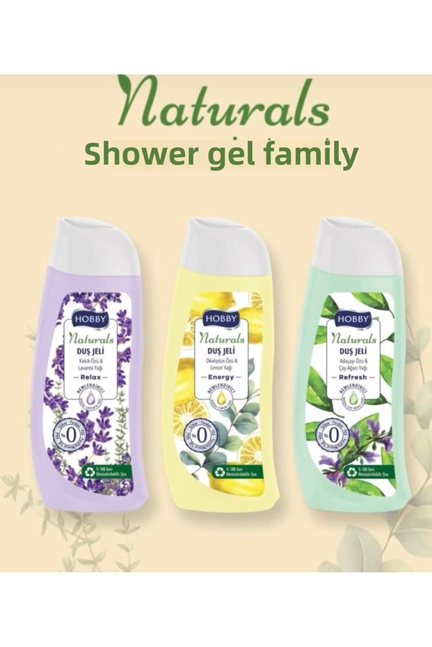 Naturals Shower Gel Family - Thyme Extract, Eucalyptus Extract and Sage Extract 500 ml X3