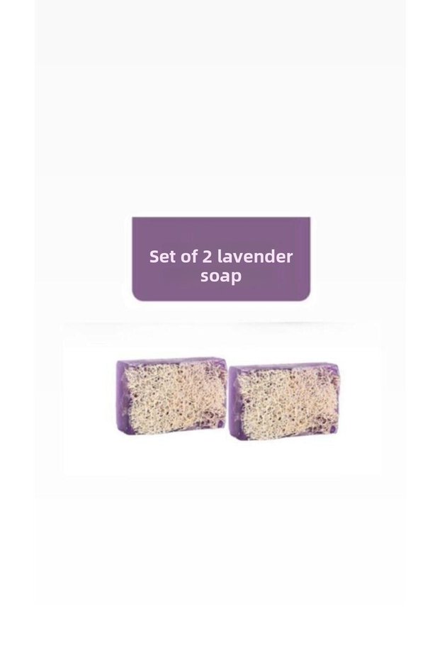 Gizem 100% Handmade Natural Pumpkin Fiber Lavender Soap Set of 2 240 Gr