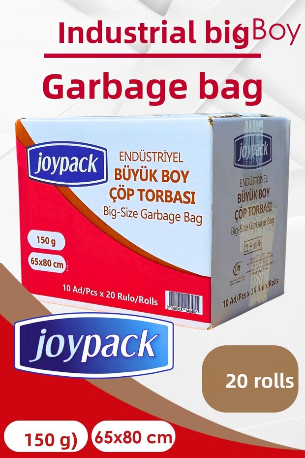 Industrial Large Garbage Bag Roll Head 10 Pieces, 20 Rolls - 150Gr 65X80 cm 50 Lt