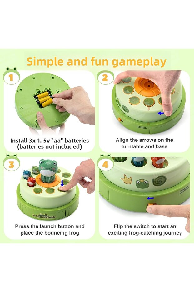 Children's Catapult Frog Turntable Net Fishing Electric Music Sound And Light Parent-child Intera... - 5