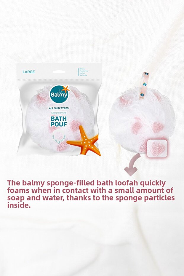 ليفة حمام - نمط نجمة وردية كبيرة - 3