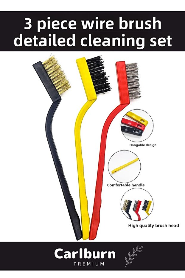 3-Piece Kitchen Cooker Oven Hood Oil Removal Wire Brush Detailed Cleaning Set with Hard Plastic Head