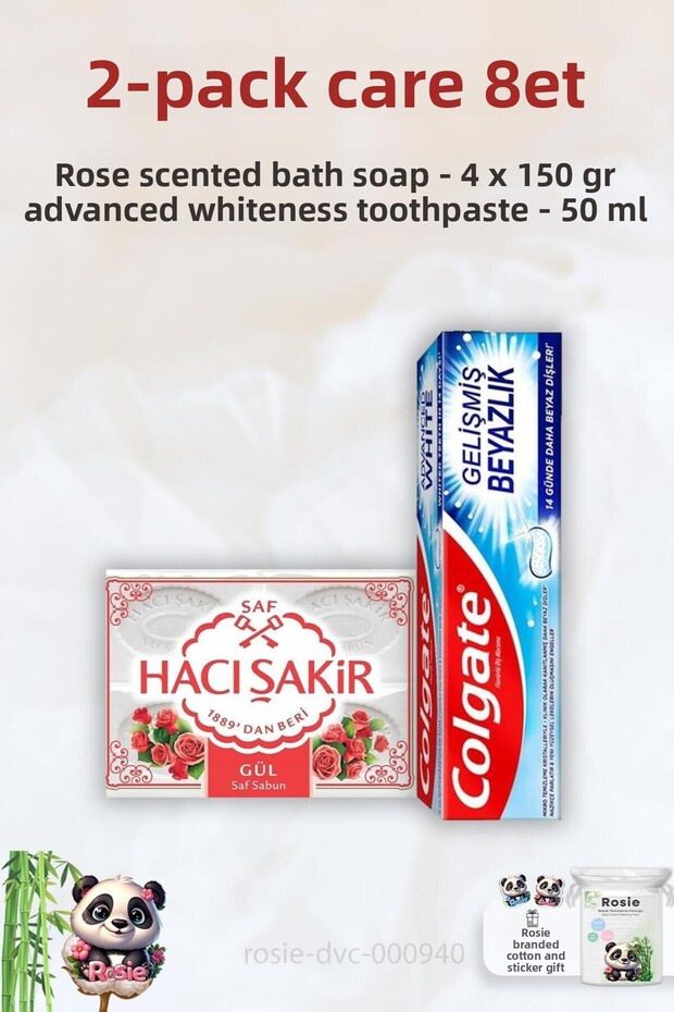 Whiteness Advanced Toothpaste - 50 ml, H. Şakir Rose Scented Bath Soap 4 x 150 gr - 1