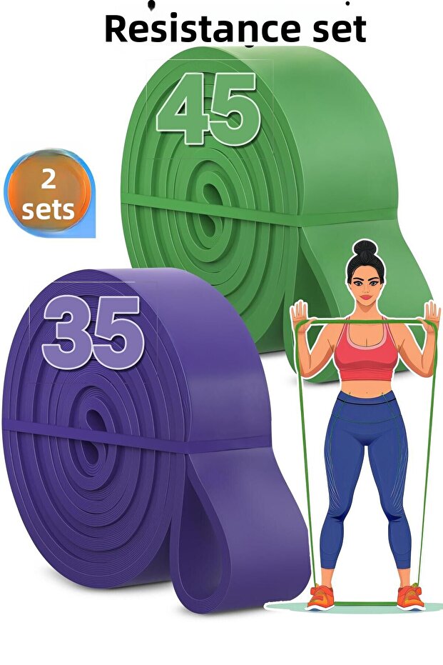 35 + 45 kg Set of 2 Barfyuk Rubber Gym Resistance Band Training Muscle Development Band